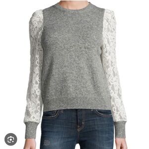 Rebecca Taylor Lace Sleeve Sweater Size S